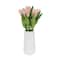 Flora Bunda® 8" Real-Touch Tulips In Ceramic Vase